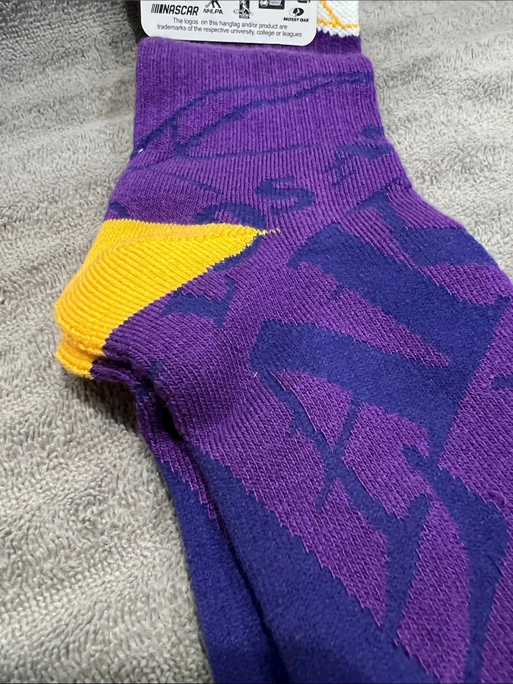 For Bare Feet Purple and Gold Los Angeles Crew Socks